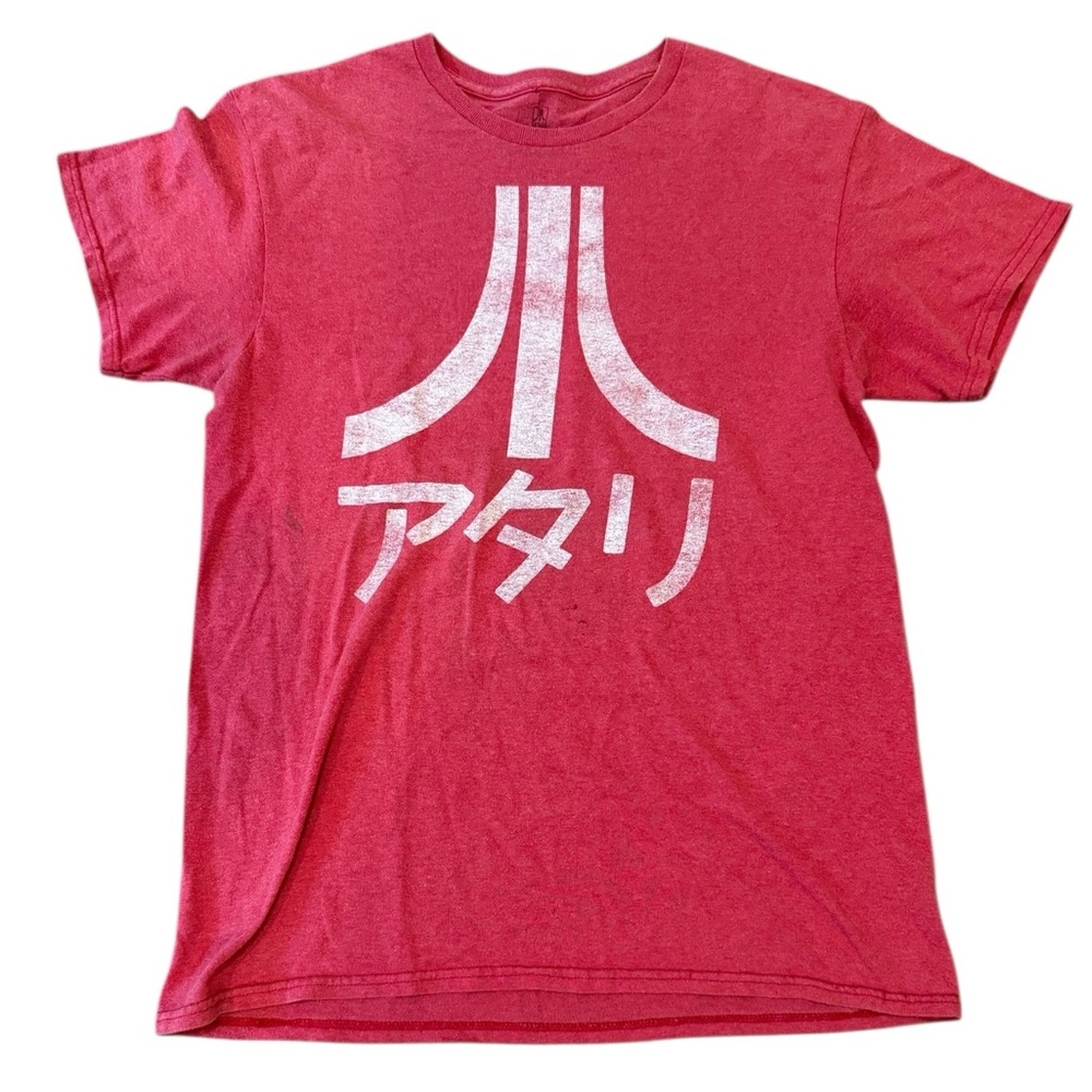 Atari Mens Graphic T-Shirt Heather‎ Red Japanese Logo Retro Gaming Size M